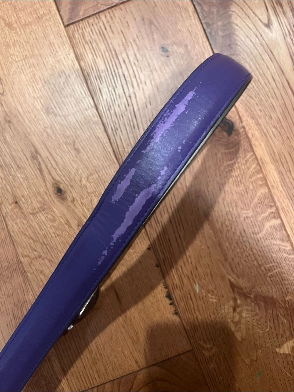 Periwinkle Purple Leather Belt with Silver Round Buckle 36”
